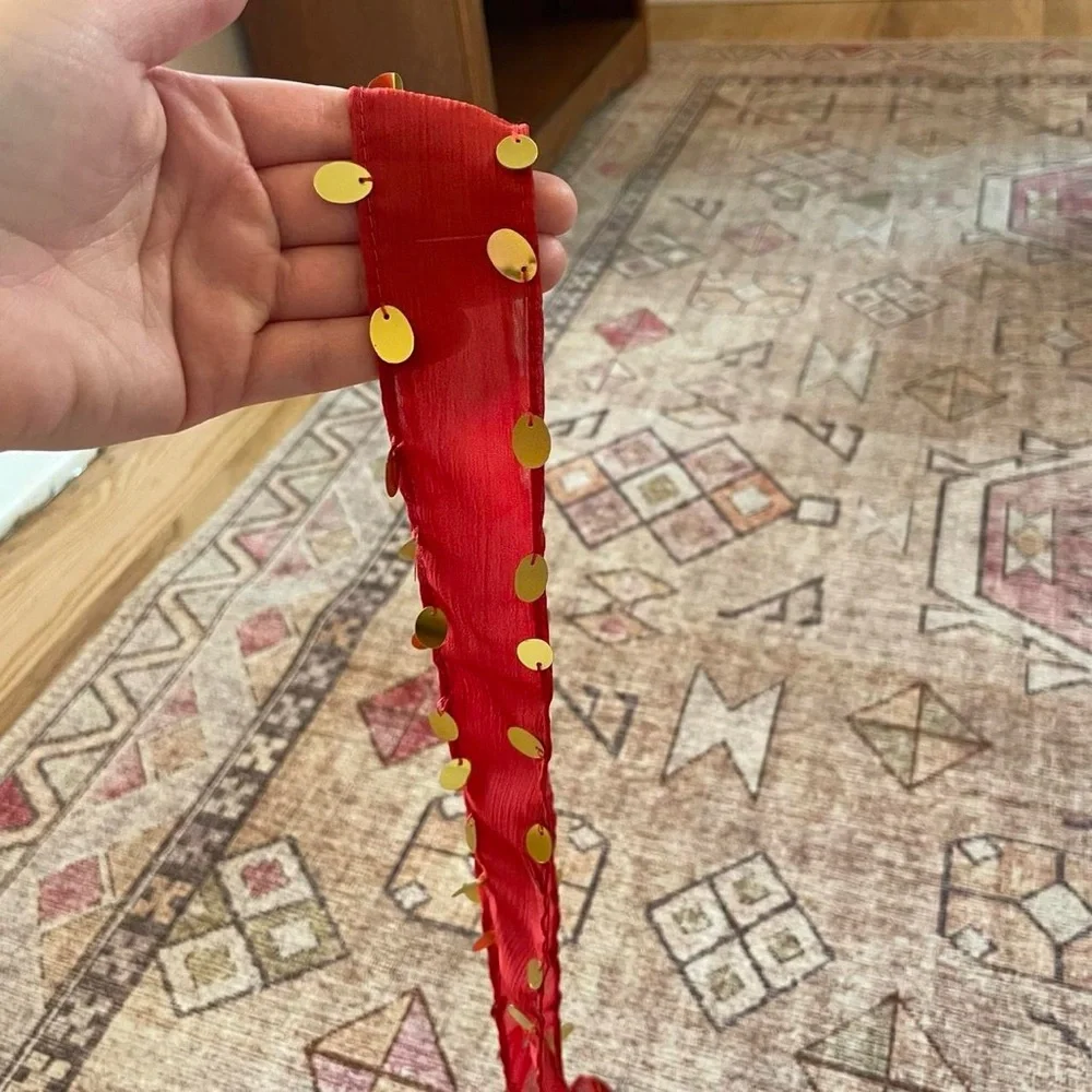 Red and Gold Boho Belt or Headband